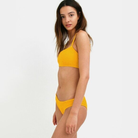 NWT Mosmann yellow lined ribbed bikini top and bottom set M - Picture 7 of 16
